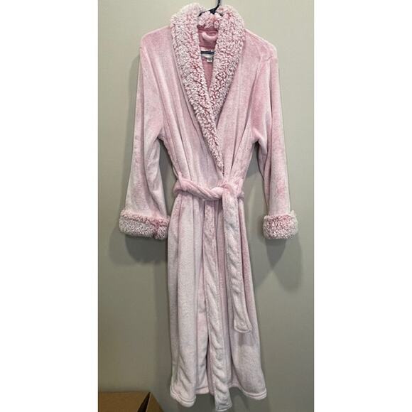 Anne Klein Pink Plush Fuzzy Luxury Long Robe Size L/XL - Picture 1 of 11